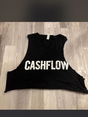 Bella Canvas Black Crop Tank with White CASHFLOW Print